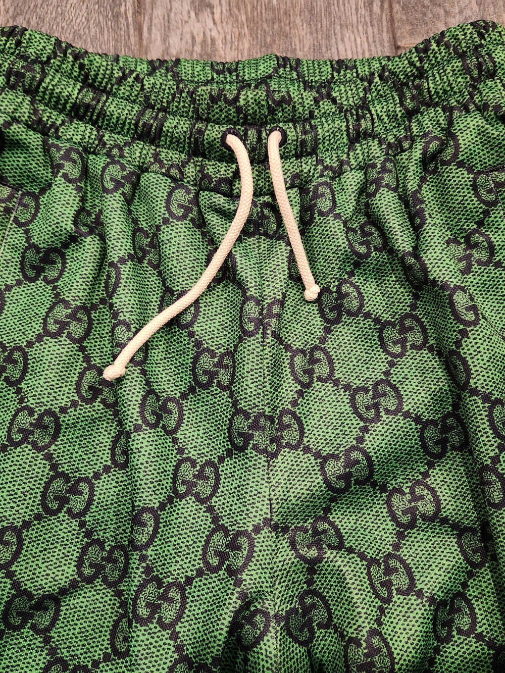 GUCCI Green GG Monogram Track Pants with Red/Blue Side Stripes - Picture 3 of 13
